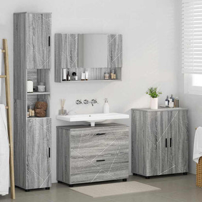 Bathroom Furniture Set 4 pcs Grey sonoma 30 x 35 x 192 cm
