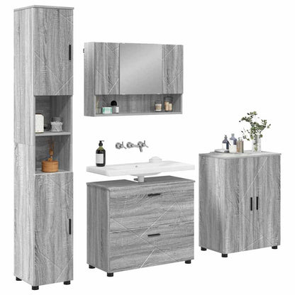 Bathroom Furniture Set 4 pcs Grey sonoma 30 x 35 x 192 cm