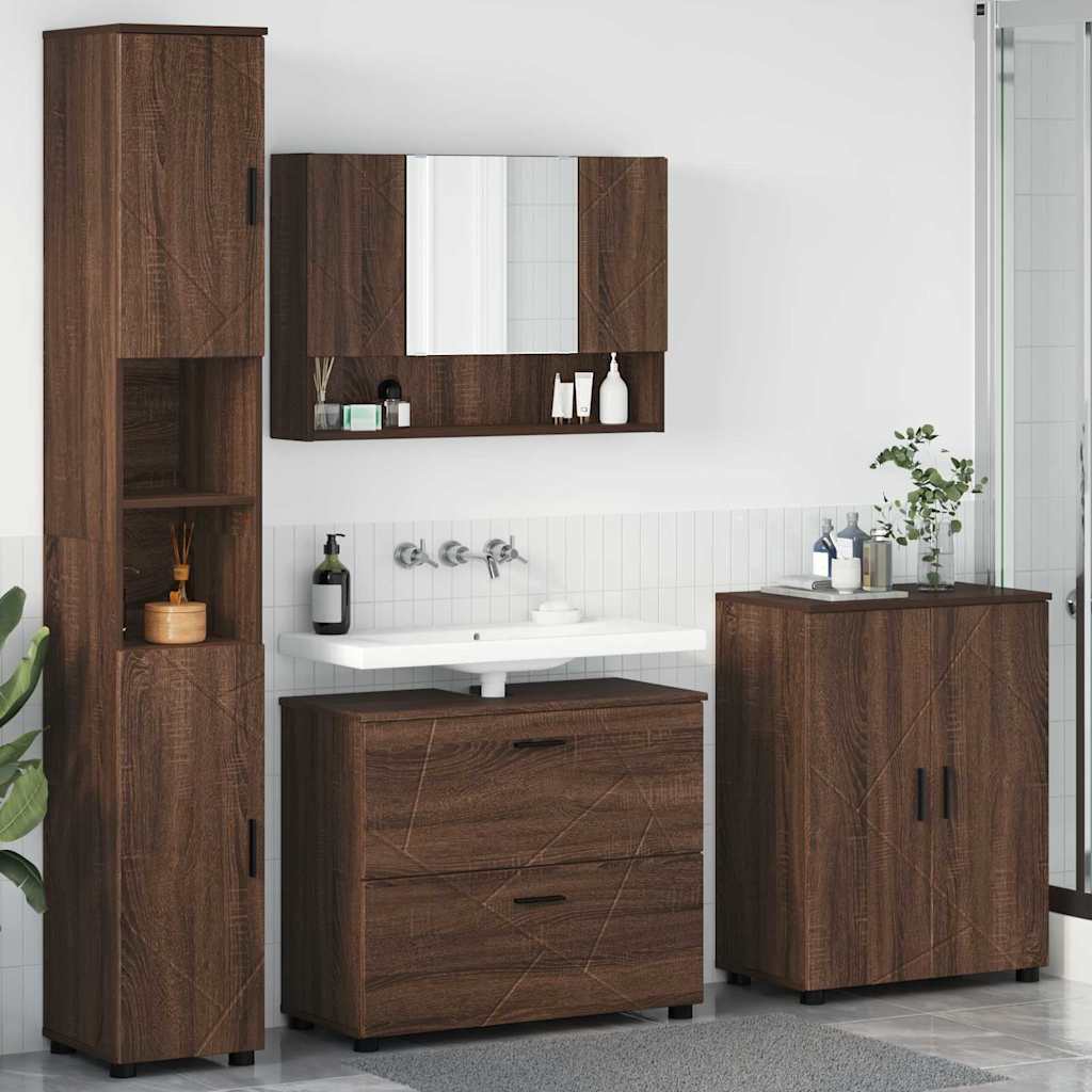 Bathroom Furniture Set 4 pcs Brown oak 30 x 35 x 192 cm