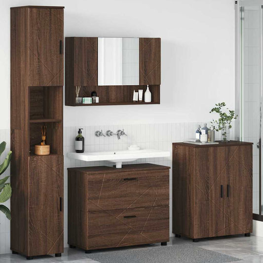 Bathroom Furniture Set 4 pcs Brown oak 30 x 35 x 192 cm