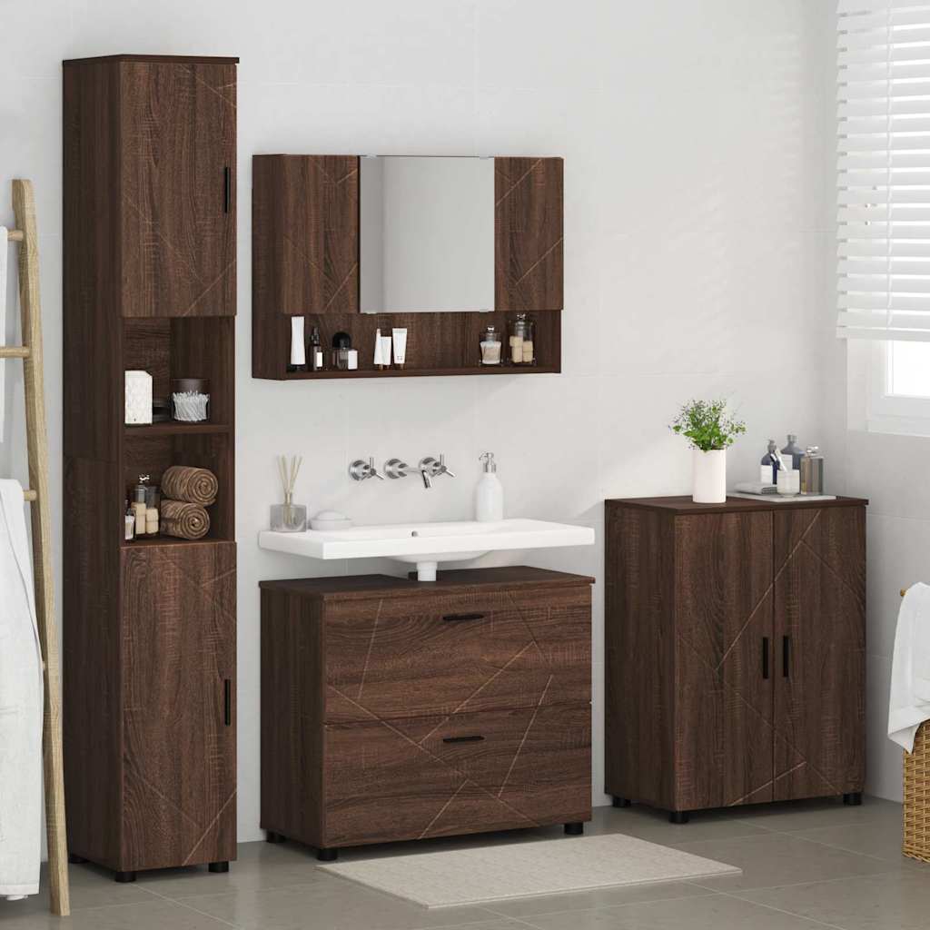 Bathroom Furniture Set 4 pcs Brown oak 30 x 35 x 192 cm