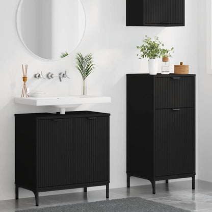 Bathroom Furniture Set with Shelf 2 pcs Black 39.5 x 36 x 88 cm