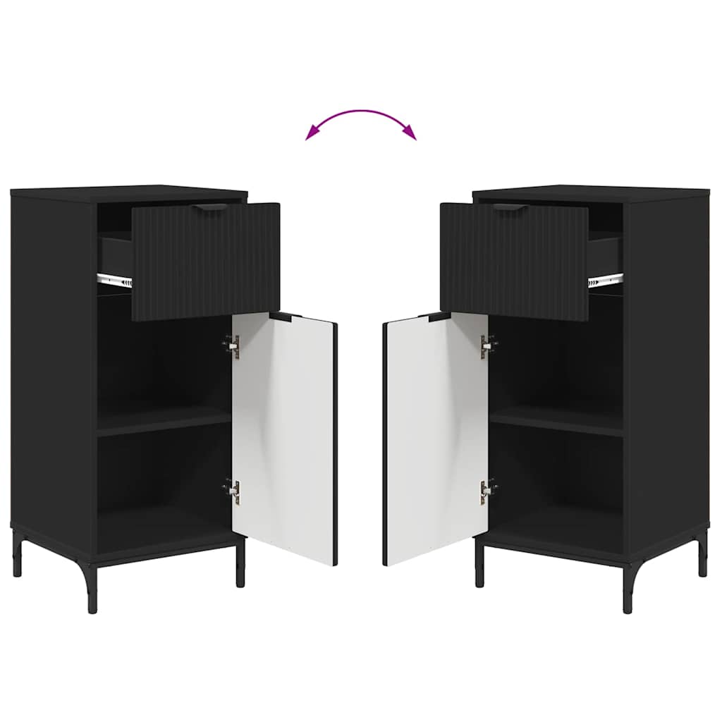 Bathroom Furniture Set with Shelf 2 pcs Black 39.5 x 36 x 88 cm