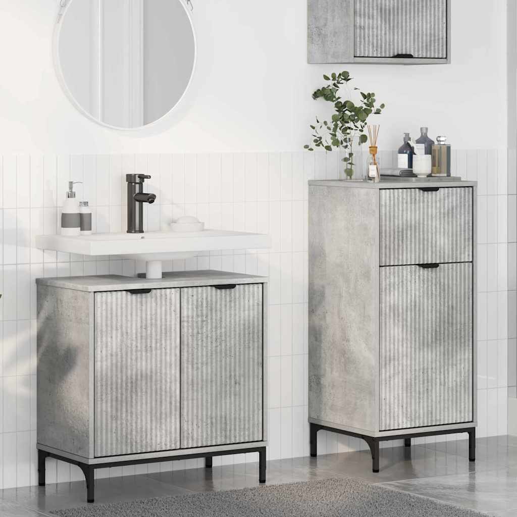 Bathroom Furniture Set 2 pcs Concrete grey 39.5 x 36 x 88 cm