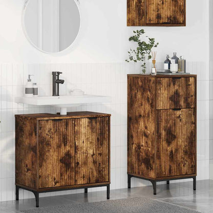 Bathroom Furniture Set Plaid 2 pcs Smoked oak 39.5 x 36 x 88 cm