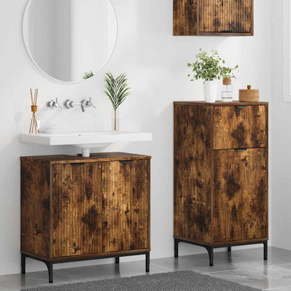 Bathroom Furniture Set Plaid 2 pcs Smoked oak 39.5 x 36 x 88 cm