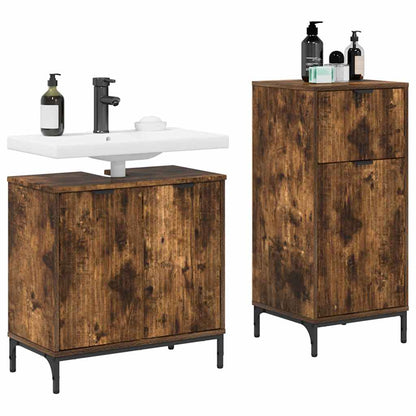 Bathroom Furniture Set Plaid 2 pcs Smoked oak 39.5 x 36 x 88 cm