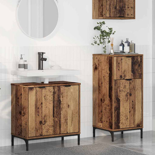 Bathroom Furniture Set Plaid 2 pcs Old wood 39.5 x 36 x 88 cm