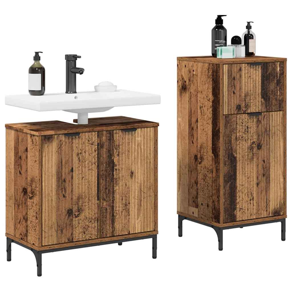 Bathroom Furniture Set Plaid 2 pcs Old wood 39.5 x 36 x 88 cm