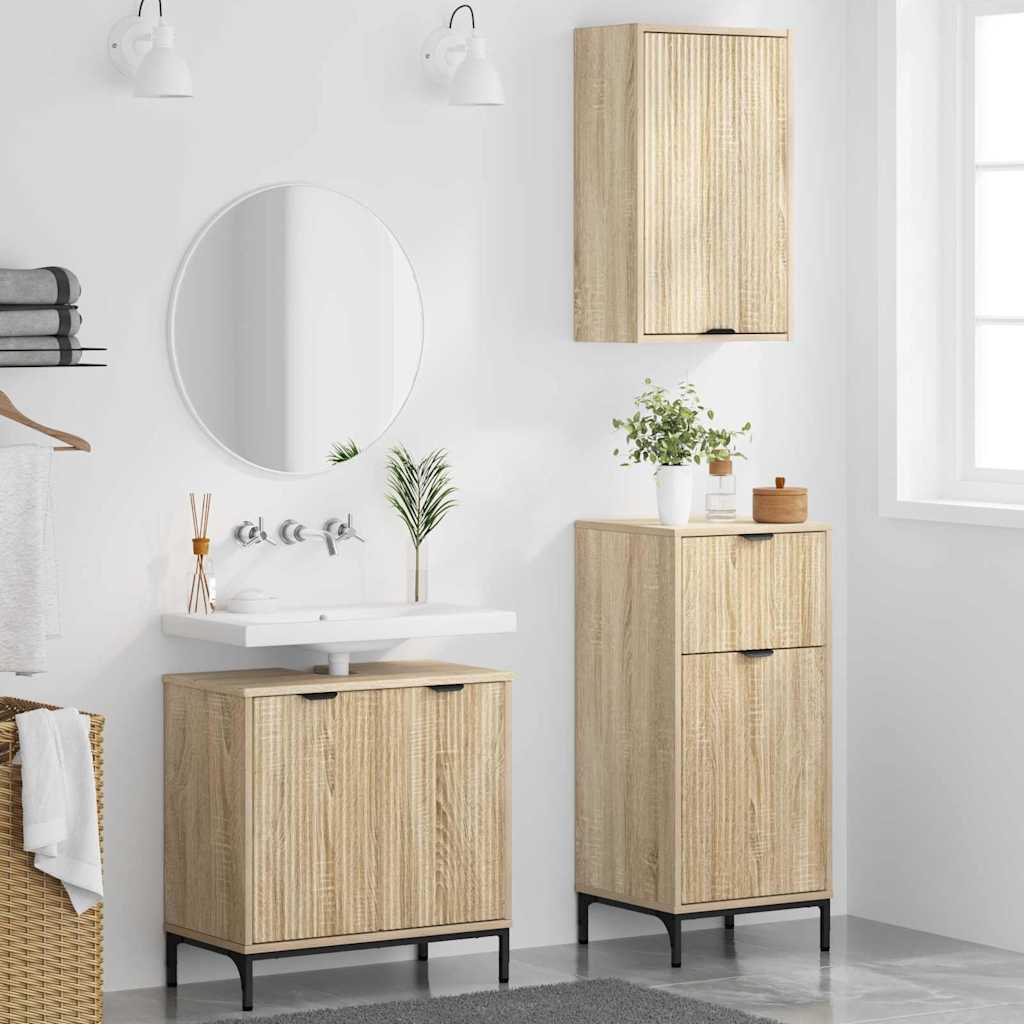 Bathroom Furniture Set Plaid 3 pcs Sonoma oak 39.5 x 36 x 88 cm