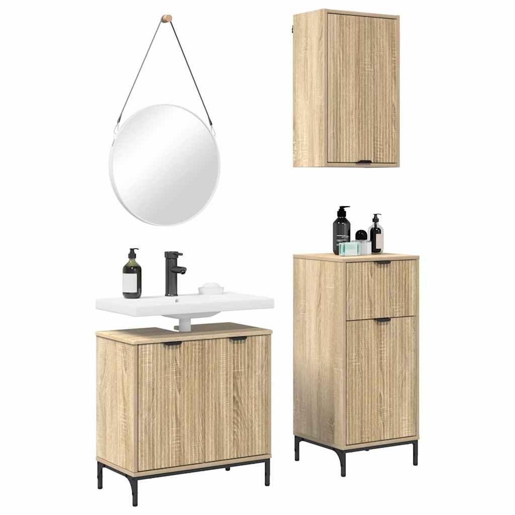 Bathroom Furniture Set Plaid 3 pcs Sonoma oak 39.5 x 36 x 88 cm