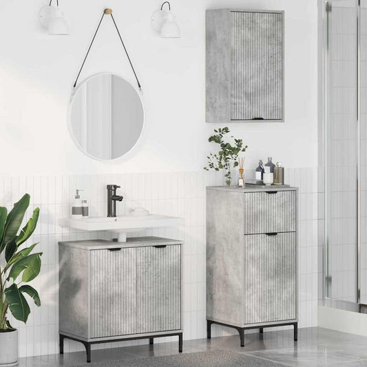 Bathroom Furniture Set 3 pcs Concrete grey 39.5 x 36 x 88 cm