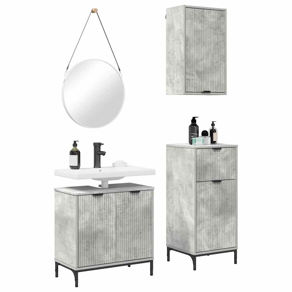 Bathroom Furniture Set 3 pcs Concrete grey 39.5 x 36 x 88 cm