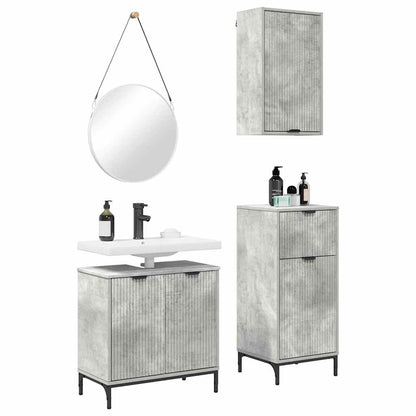 Bathroom Furniture Set 3 pcs Concrete grey 39.5 x 36 x 88 cm