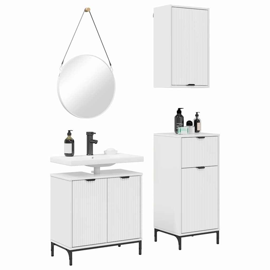 Bathroom Furniture Set 3 pcs High gloss white 39.5 x 36 x 88 cm