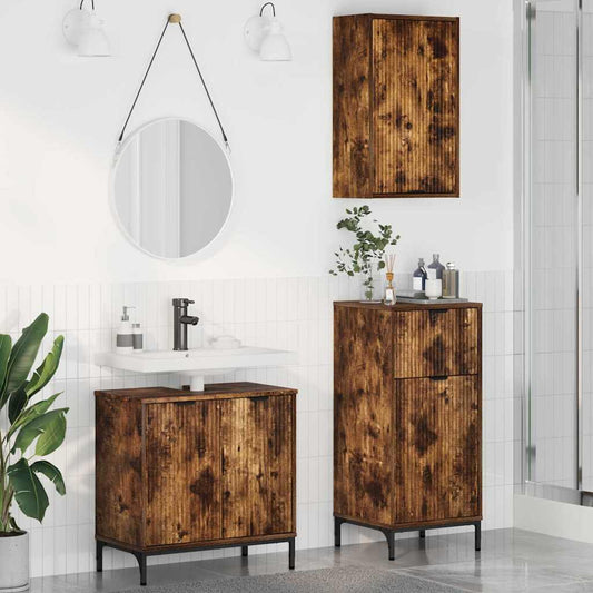Bathroom Furniture Set Plaid 3 pcs Smoked oak 39.5 x 36 x 88 cm