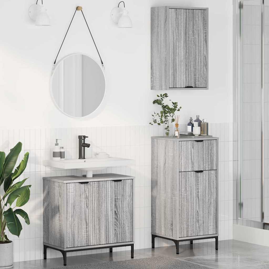 Bathroom Furniture Set 3 pcs Grey sonoma 39.5 x 36 x 88 cm