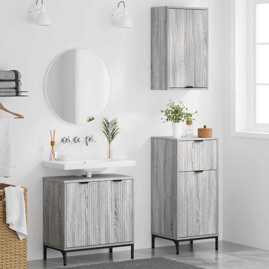 Bathroom Furniture Set 3 pcs Grey sonoma 39.5 x 36 x 88 cm