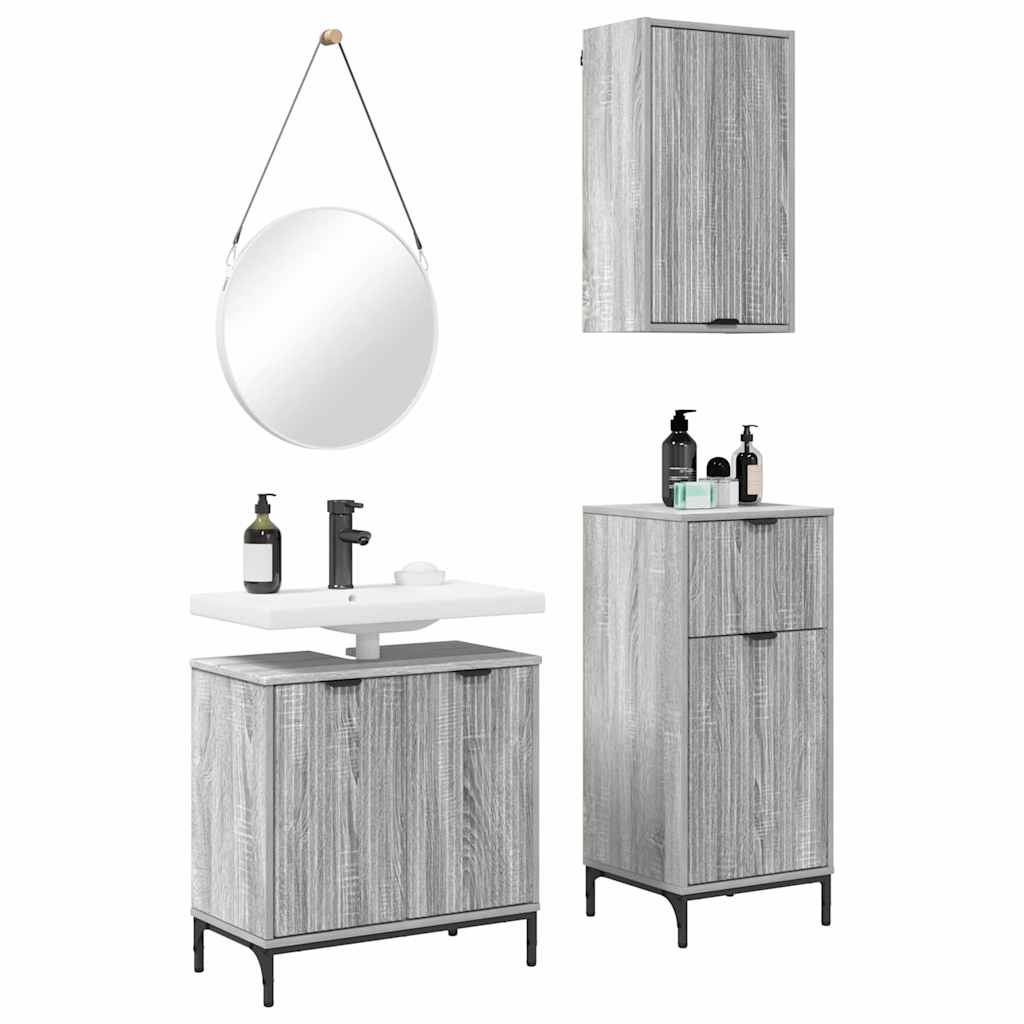 Bathroom Furniture Set 3 pcs Grey sonoma 39.5 x 36 x 88 cm