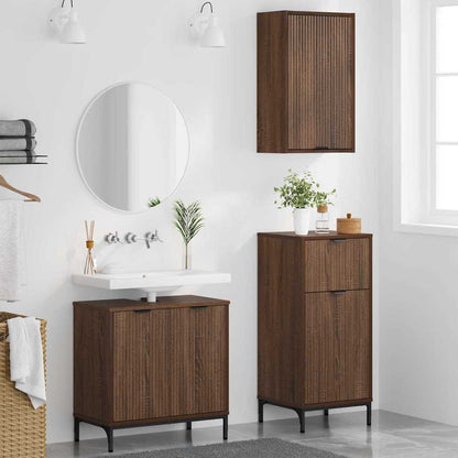 Bathroom Furniture Set Plaid 3 pcs Brown oak 39.5 x 36 x 88 cm