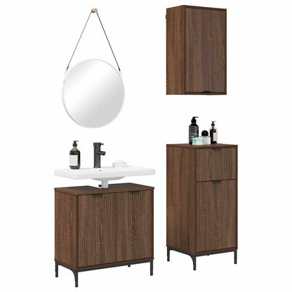 Bathroom Furniture Set Plaid 3 pcs Brown oak 39.5 x 36 x 88 cm