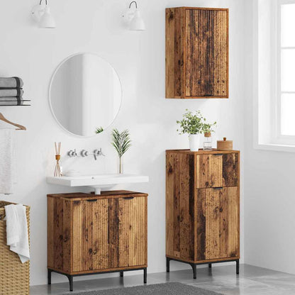 Bathroom Furniture Set Plaid 3 pcs Old wood 39.5 x 36 x 88 cm