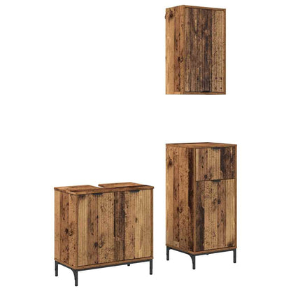 Bathroom Furniture Set Plaid 3 pcs Old wood 39.5 x 36 x 88 cm