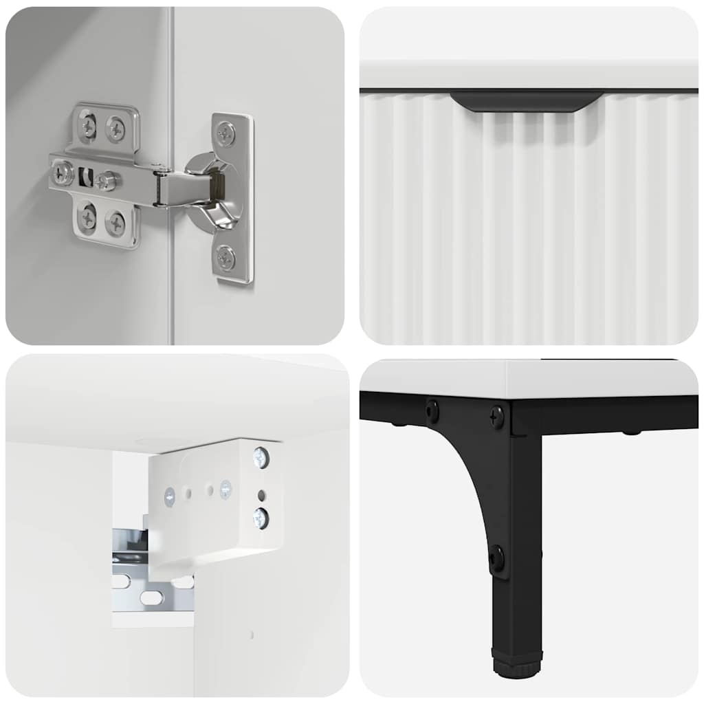 Bathroom Furniture Set with Drawer White Engineered wood, Metal