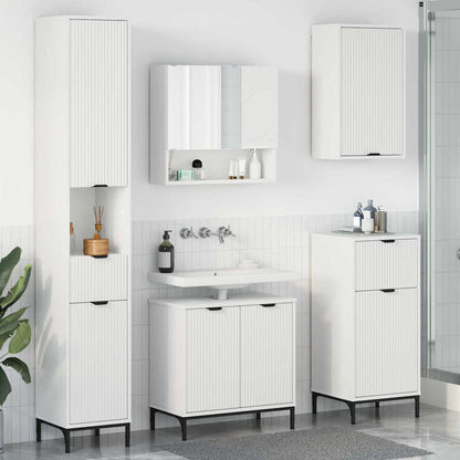 Bathroom Furniture Set with Drawer White Engineered wood, Metal
