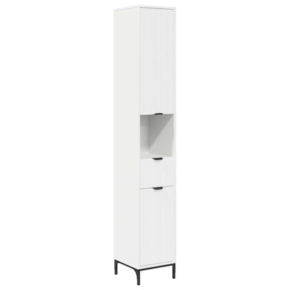 Bathroom Furniture Set with Drawer White Engineered wood, Metal