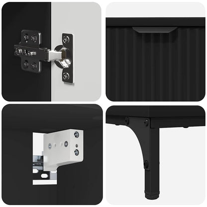 Bathroom Furniture Set with Drawer Black Engineered wood, Metal