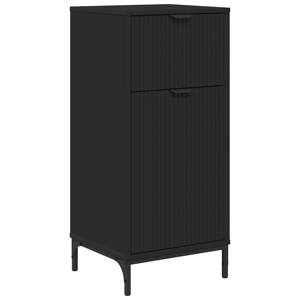 Bathroom Furniture Set with Drawer Black Engineered wood, Metal