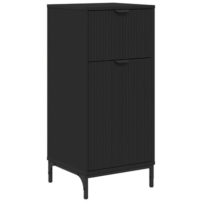 Bathroom Furniture Set with Drawer Black Engineered wood, Metal