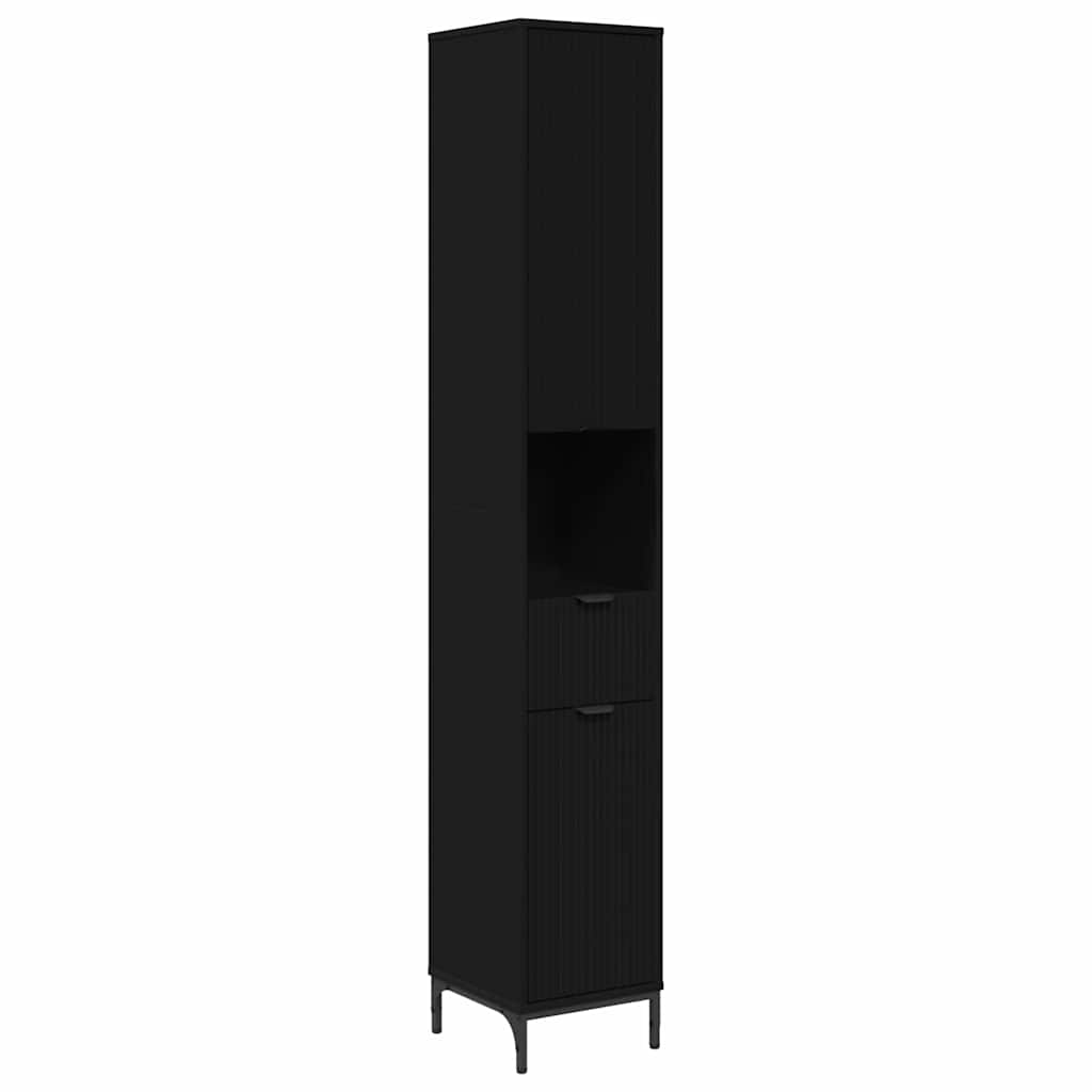 Bathroom Furniture Set with Drawer Black Engineered wood, Metal