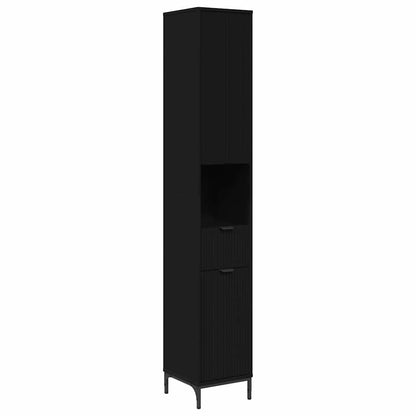 Bathroom Furniture Set with Drawer Black Engineered wood, Metal