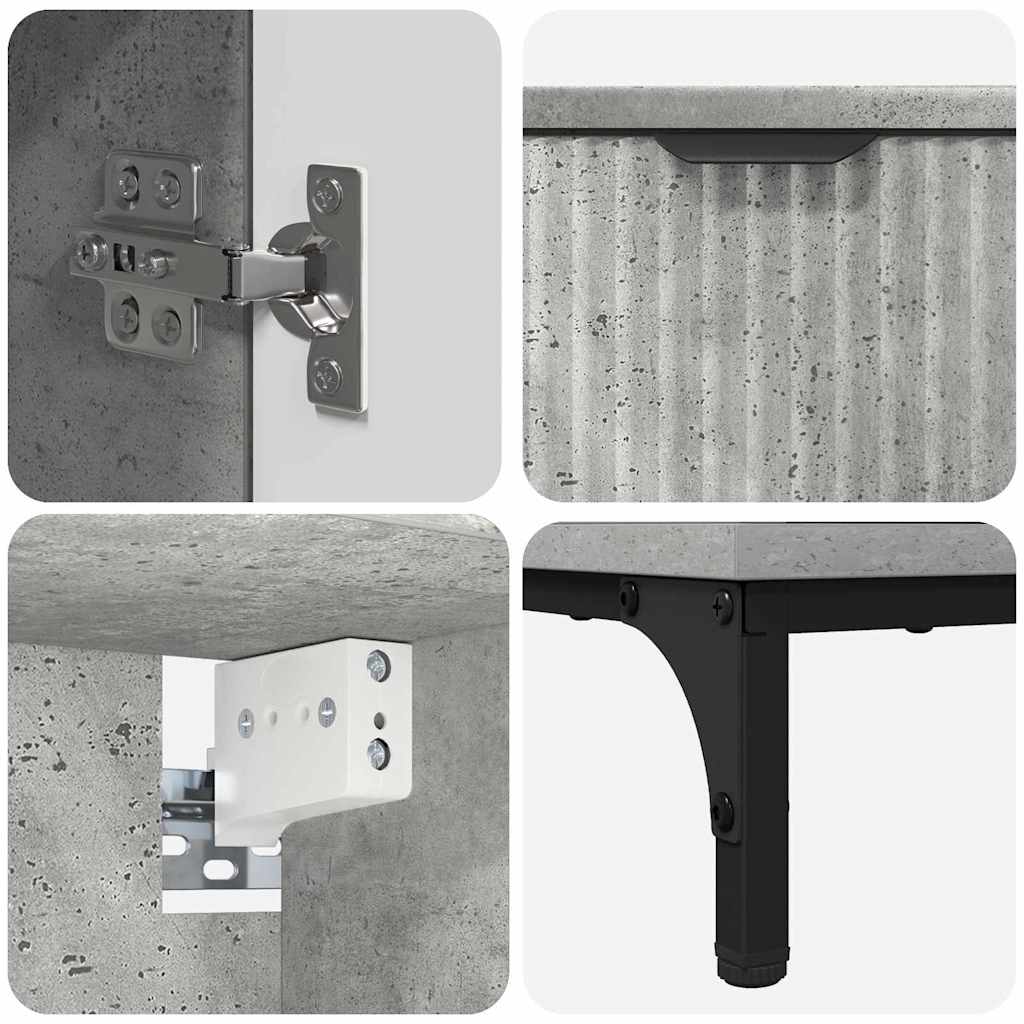Bathroom Furniture Set Concrete Grey Engineered wood, Metal