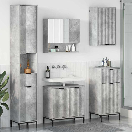 Bathroom Furniture Set Concrete Grey Engineered wood, Metal