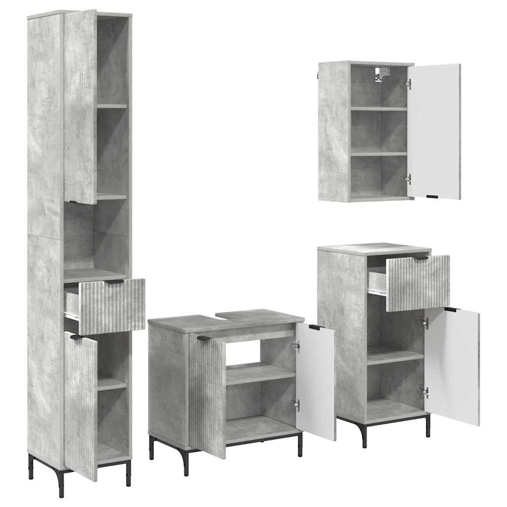Bathroom Furniture Set Concrete Grey Engineered wood, Metal