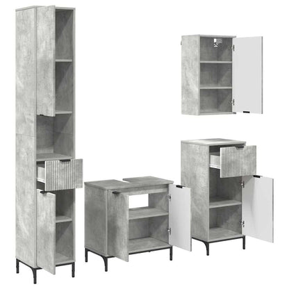 Bathroom Furniture Set Concrete Grey Engineered wood, Metal