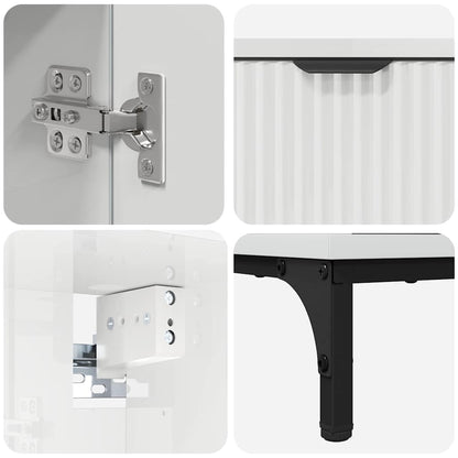 Bathroom Furniture Set High Gloss White Engineered wood, Metal