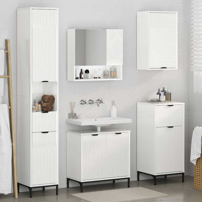 Bathroom Furniture Set High Gloss White Engineered wood, Metal