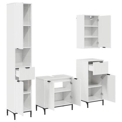 Bathroom Furniture Set High Gloss White Engineered wood, Metal
