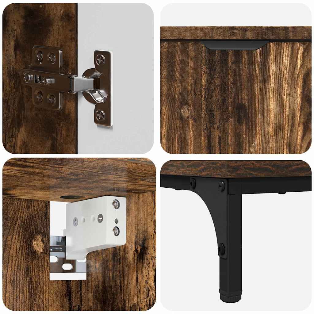 Bathroom Furniture Set Smoked Oak Engineered wood, Metal