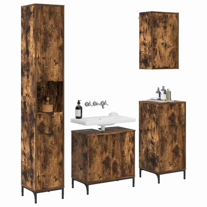 Bathroom Furniture Set Smoked Oak Engineered wood, Metal