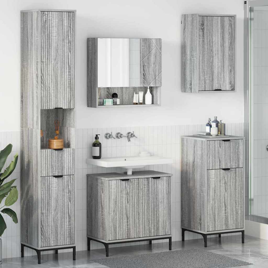 Bathroom Furniture Set Grey Sonoma Engineered wood, Metal