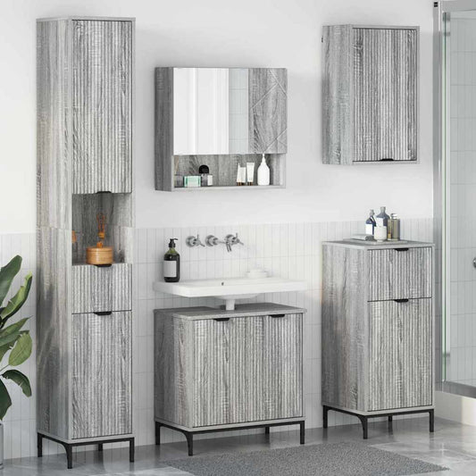 Bathroom Furniture Set Grey Sonoma Engineered wood, Metal