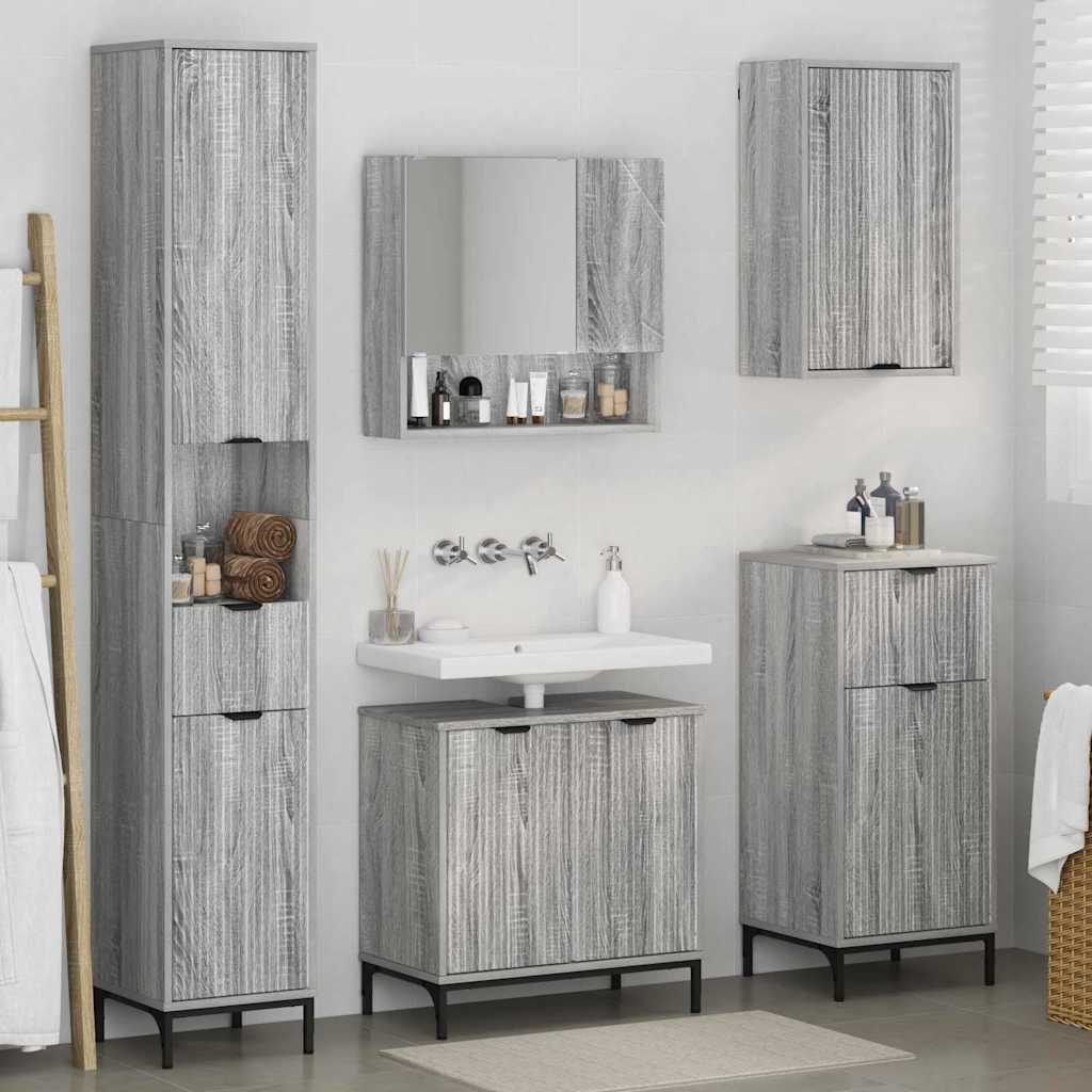 Bathroom Furniture Set Grey Sonoma Engineered wood, Metal