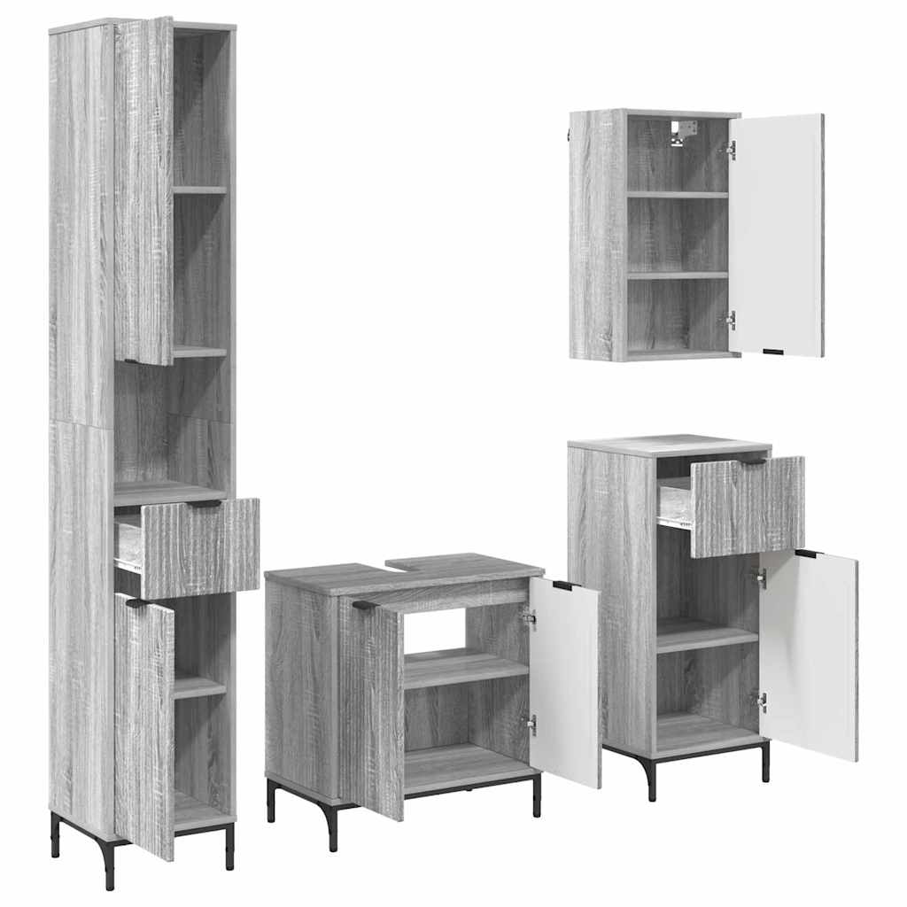 Bathroom Furniture Set Grey Sonoma Engineered wood, Metal