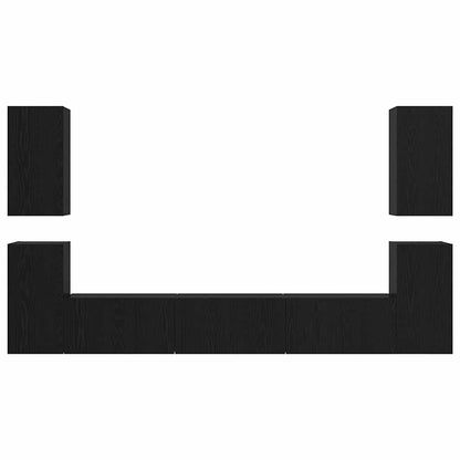 TV Cabinet Set 7 pcs Black Oak 60 x 30 x 30 cm Engineered Wood