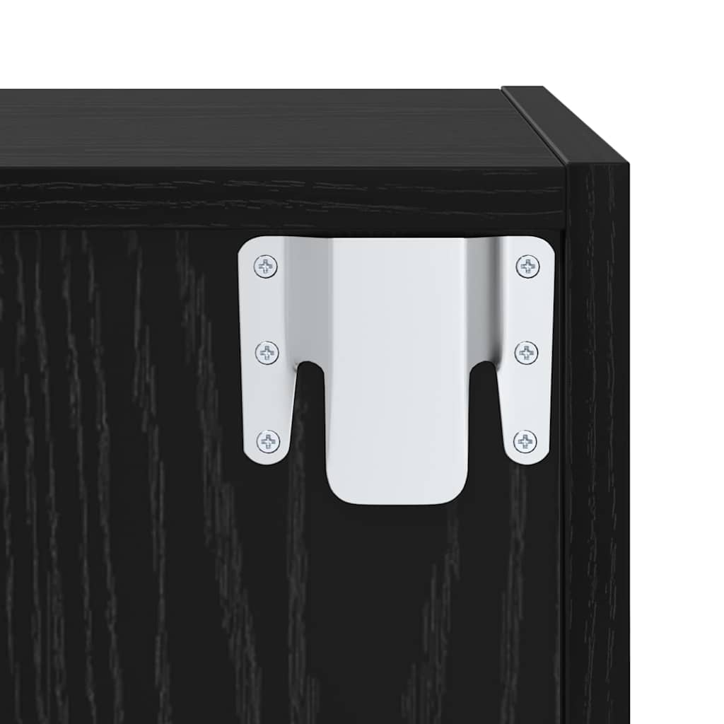 TV Cabinet Set Wall-mounted 4 pcs Black Oak Engineered Wood